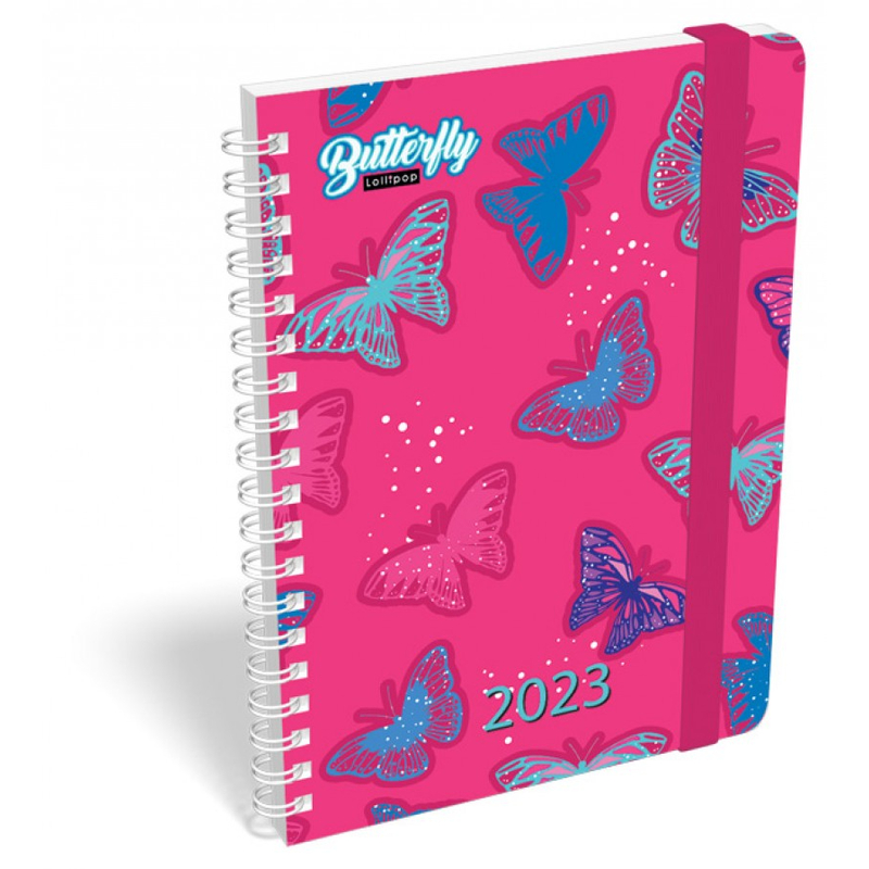 Lizzy Card heti tervező B6 spirál Lollipop Butterfly 2023