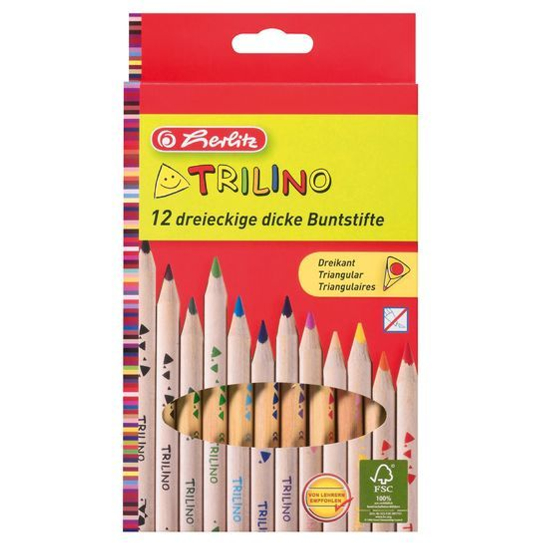 Színes ceruza készlet vastag Herlitz Trilino natúrfa 12 db