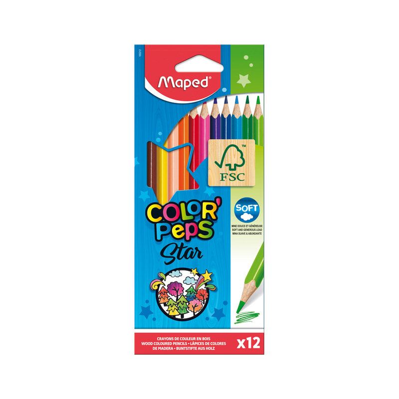 Maped színes ceruza készlet, háromszögletű, Color Peps 12 db