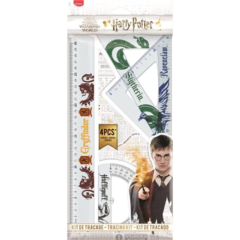 Vonalzókészlet, műanyag, 4 darabos, MAPED Harry Potter Teens 30 cm